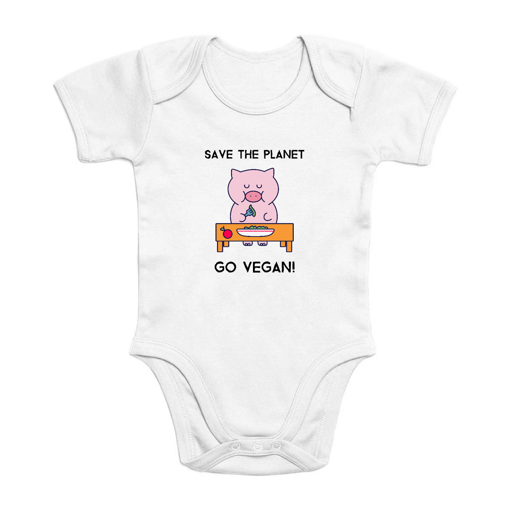 Save the Planet go Vegan - Organic Cotton Onesie - Oat Milk Club